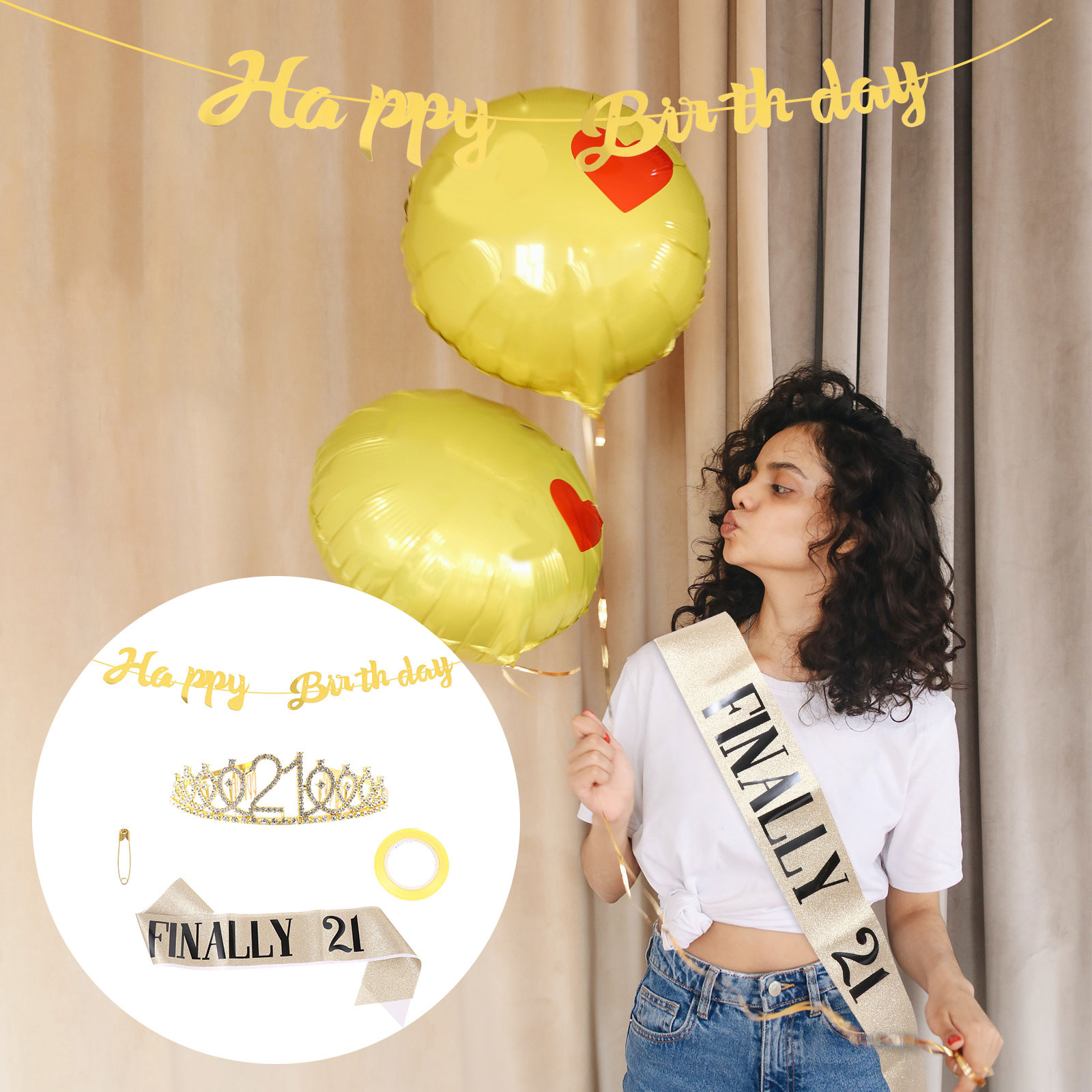 1Set Birthday Crown Glitter Ba - Birthday Sash Glitter review and price