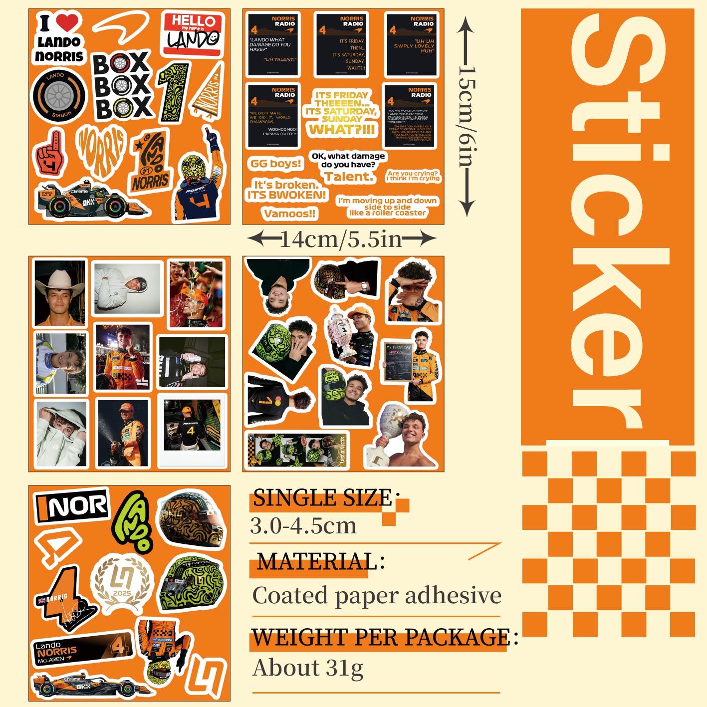 5-6 Sheets F1 Stickers, Norris - Event Supplies review and price