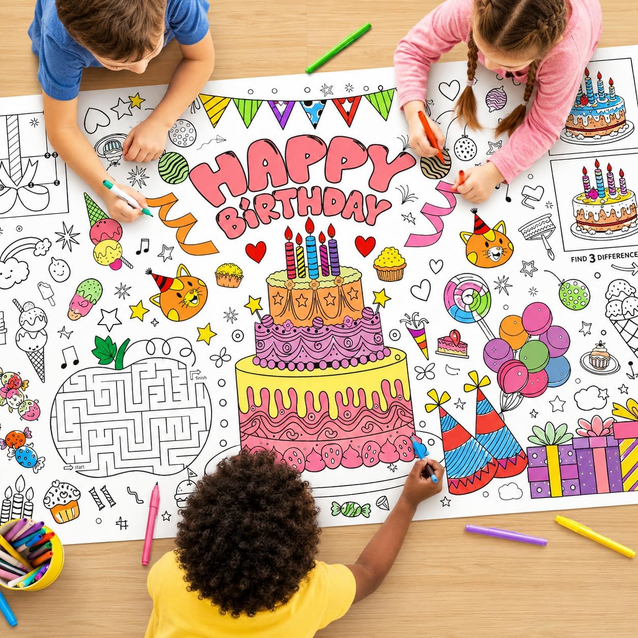 Kids Giant Coloring Poster DIY - Table Cloth Disposable review and price