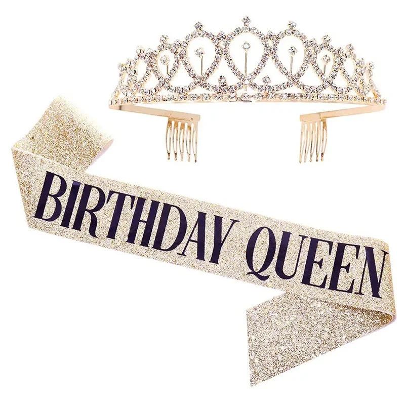 Birthday Queen Crown Girl Wome - Birthday Sash Glitter review and price
