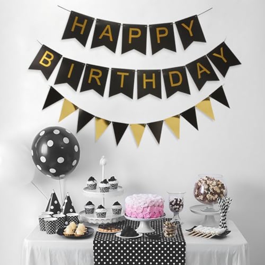 Black and Gold Striped Banner  - Party Banner Gold review and price
