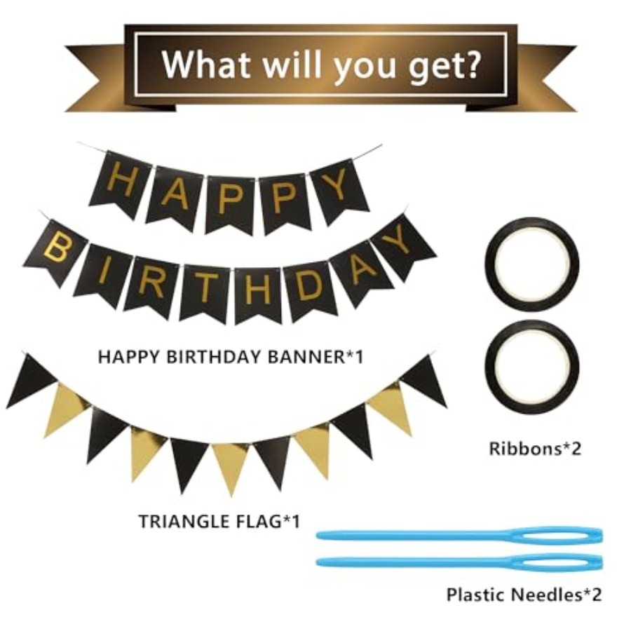 Black and Gold Striped Banner  - Party Banner Gold review and price